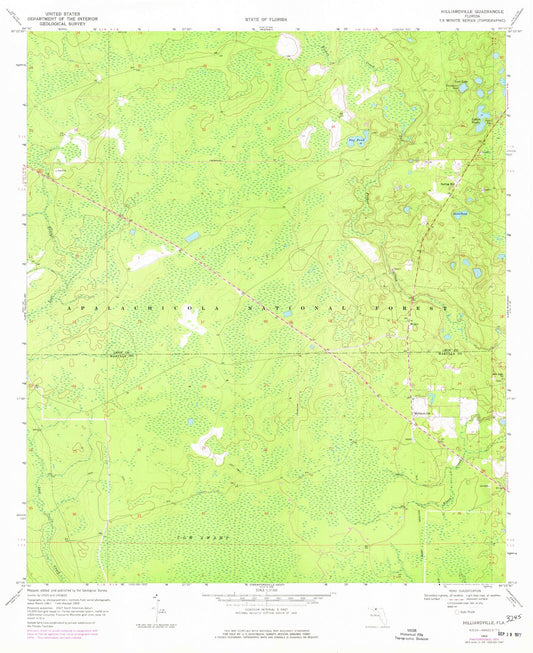 Classic USGS Hilliardville Florida 7.5'x7.5' Topo Map Image