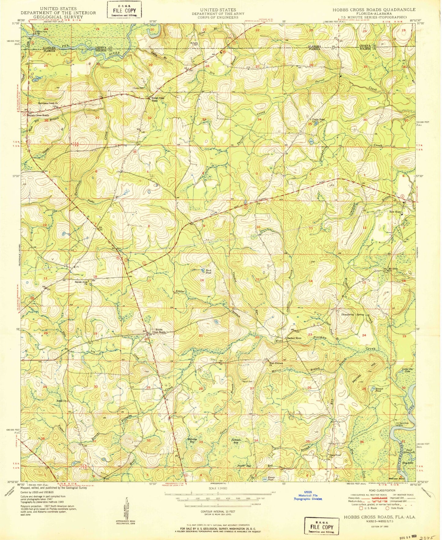 Classic USGS Hobbs Crossroads Florida 7.5'x7.5' Topo Map Image