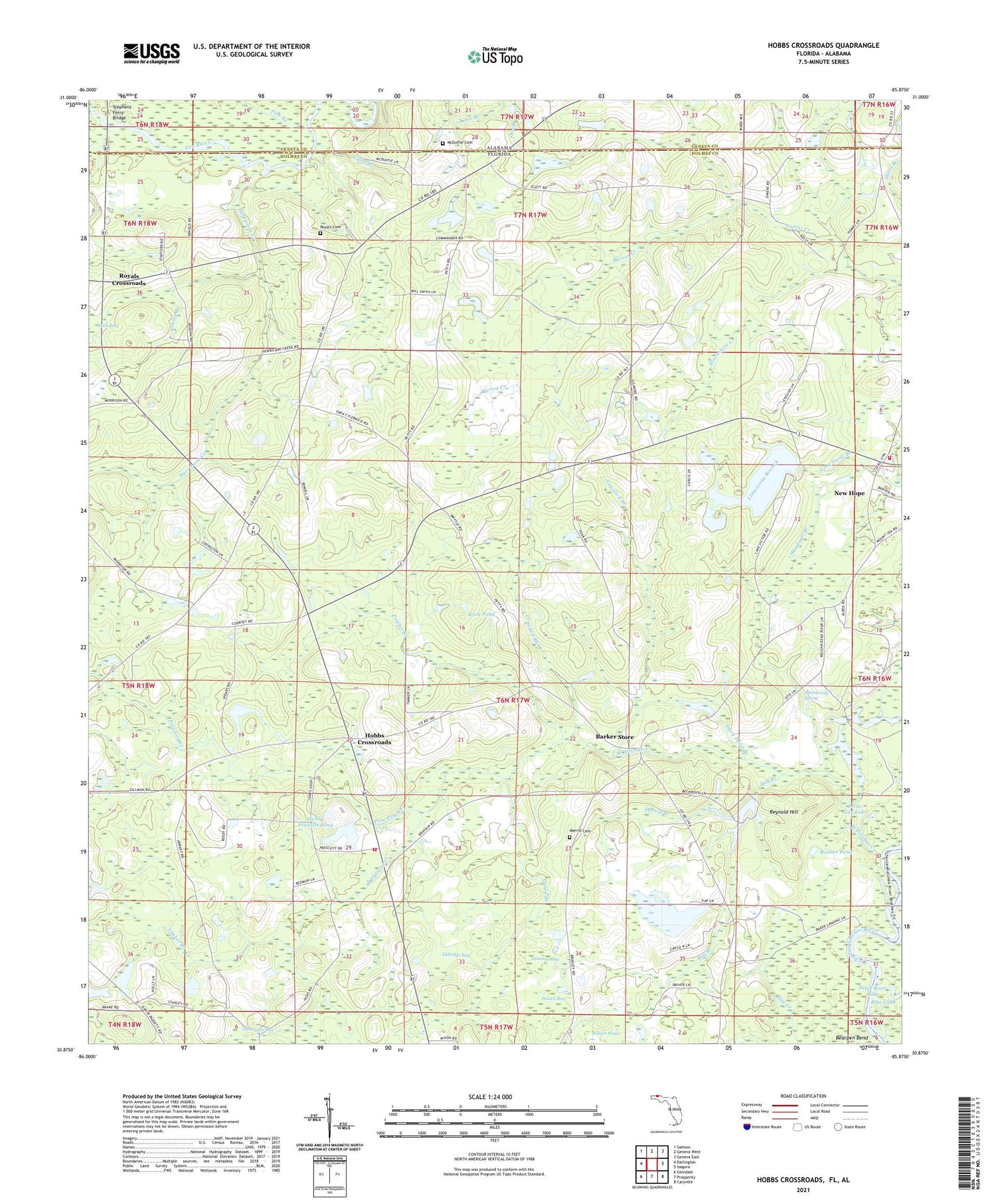 Hobbs Crossroads Florida US Topo Map Image