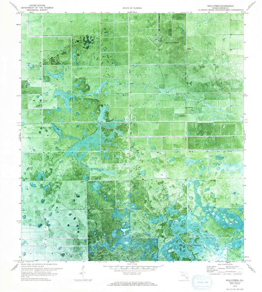 Classic USGS Hog Cypress Florida 7.5'x7.5' Topo Map Image