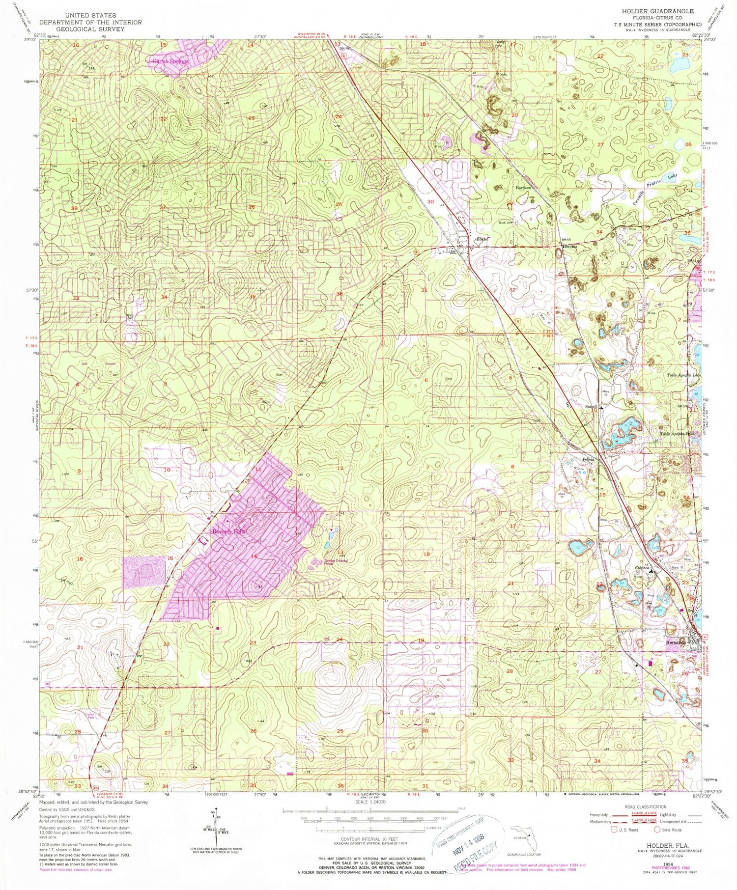 Classic USGS Holder Florida 7.5'x7.5' Topo Map Image