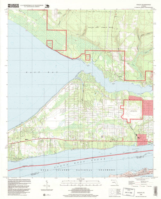 Classic USGS Holley Florida 7.5'x7.5' Topo Map Image