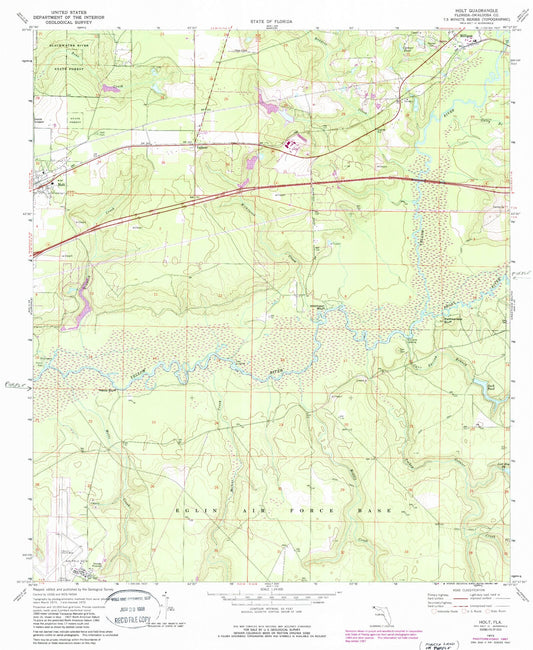 Classic USGS Holt Florida 7.5'x7.5' Topo Map Image