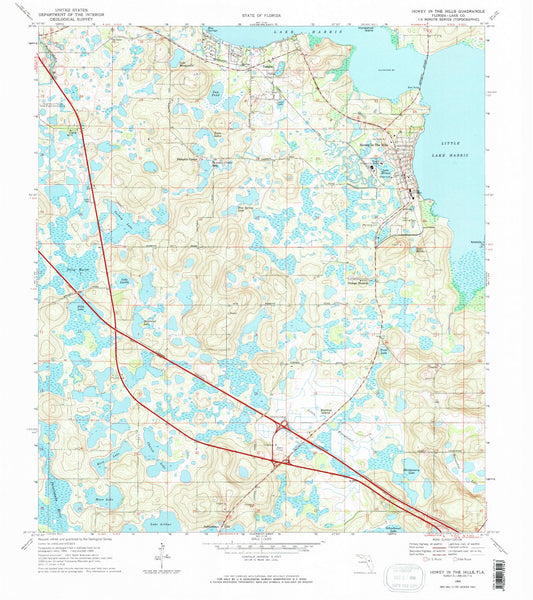 Classic USGS Howey In The Hills Florida 7.5'x7.5' Topo Map Image