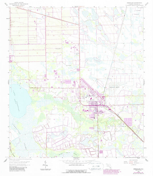 Classic USGS Immokalee Florida 7.5'x7.5' Topo Map Image