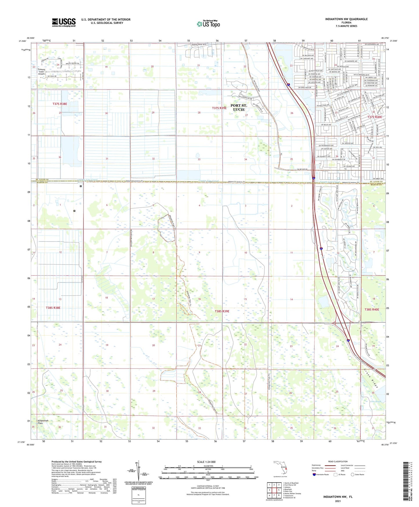 Indiantown NW Florida US Topo Map Image