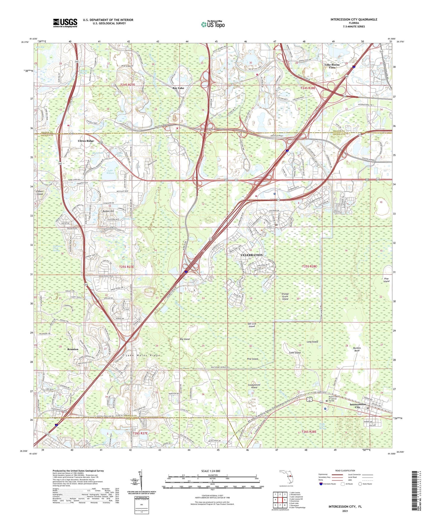 Intercession City Florida US Topo Map Image