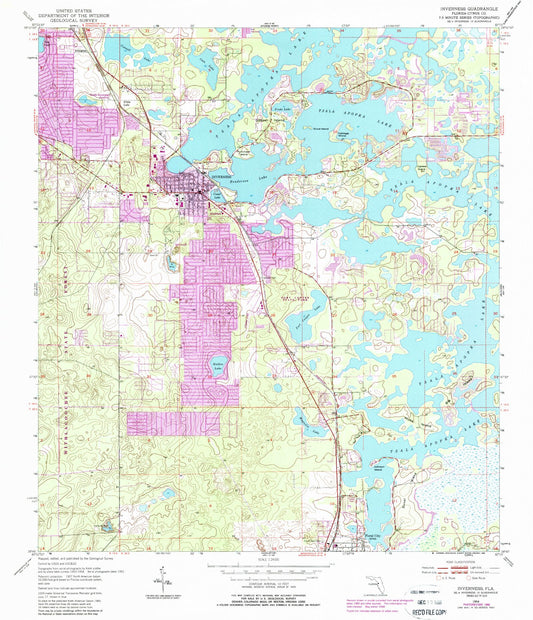 Classic USGS Inverness Florida 7.5'x7.5' Topo Map Image