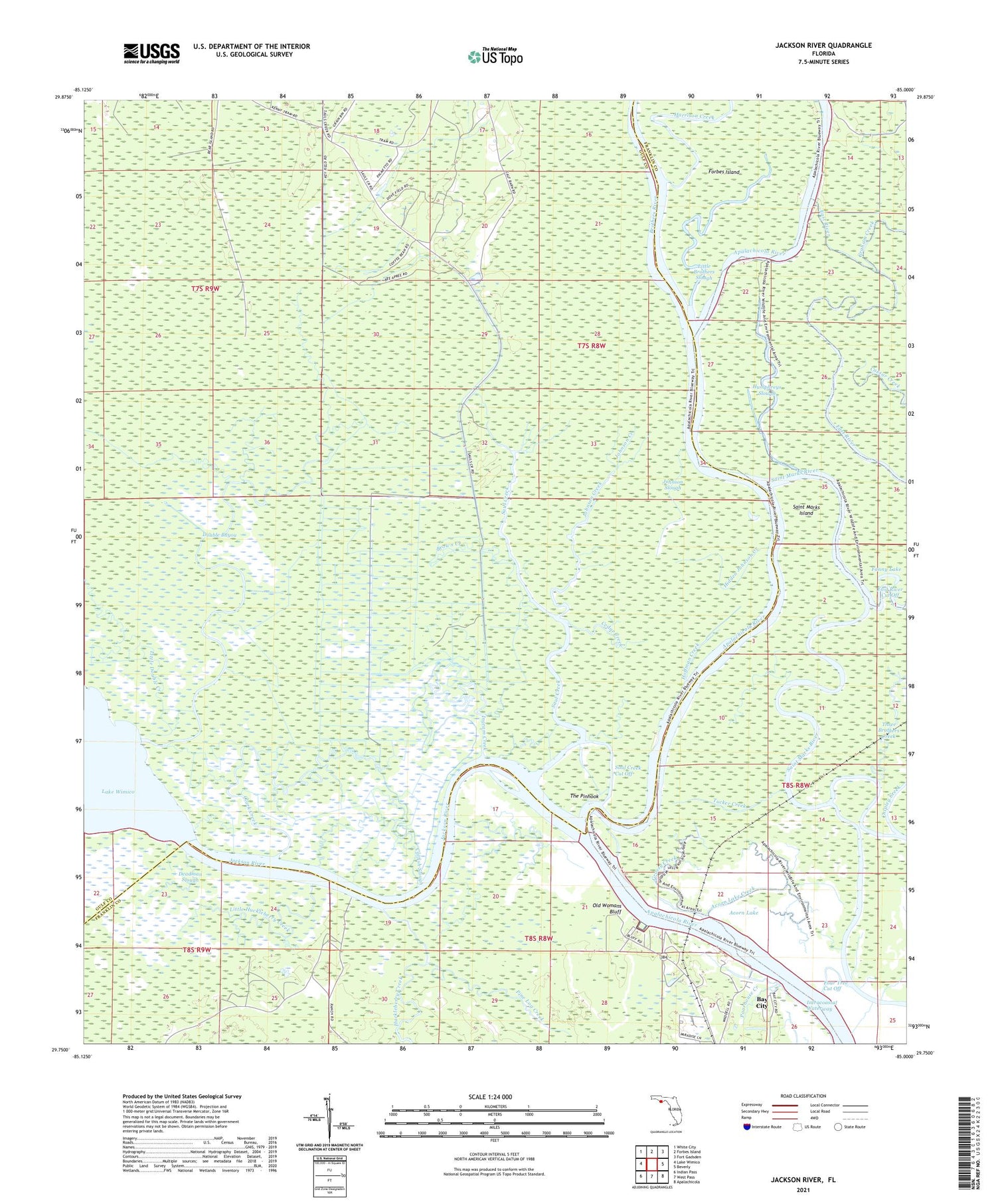 Jackson River Florida US Topo Map Image