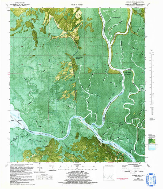 Classic USGS Jackson River Florida 7.5'x7.5' Topo Map Image