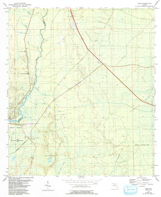 Classic USGS Jena Florida 7.5'x7.5' Topo Map Image
