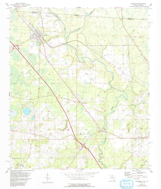 Classic USGS Jennings Florida 7.5'x7.5' Topo Map Image