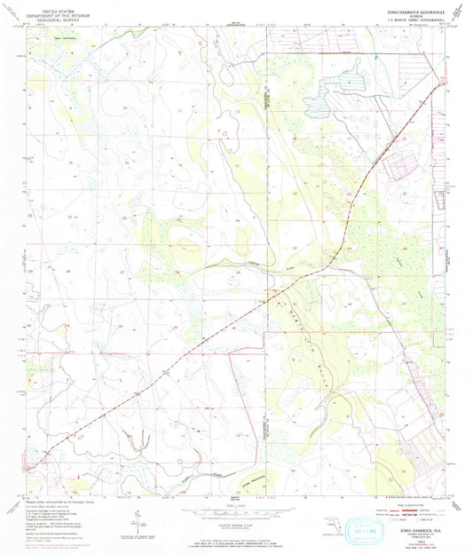 Classic USGS Jones Hammock Florida 7.5'x7.5' Topo Map Image