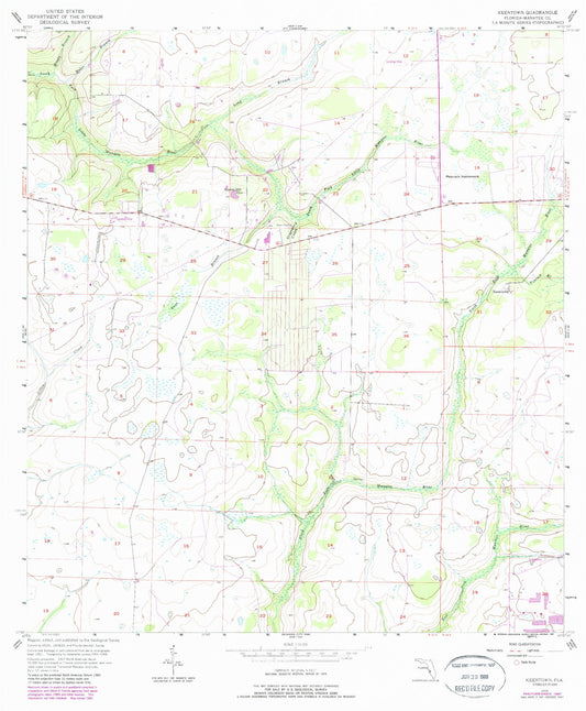 Classic USGS Keentown Florida 7.5'x7.5' Topo Map Image