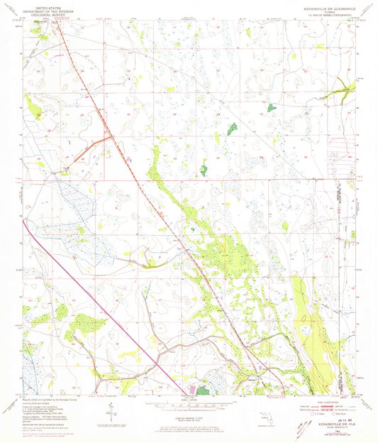 Classic USGS Kenansville SW Florida 7.5'x7.5' Topo Map Image