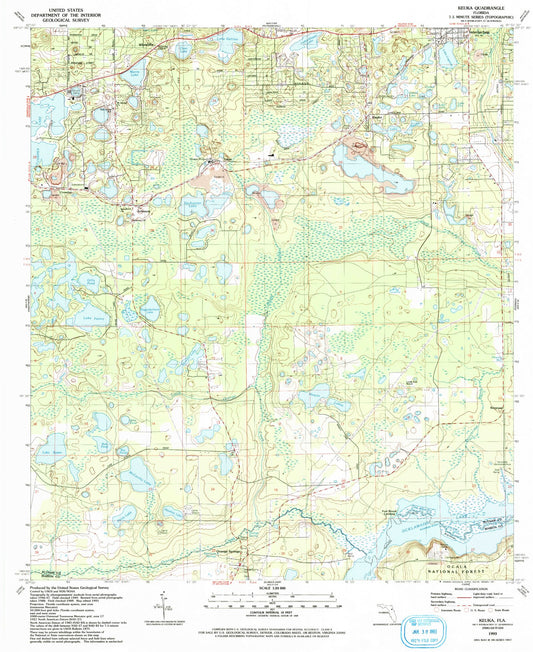 Classic USGS Keuka Florida 7.5'x7.5' Topo Map Image
