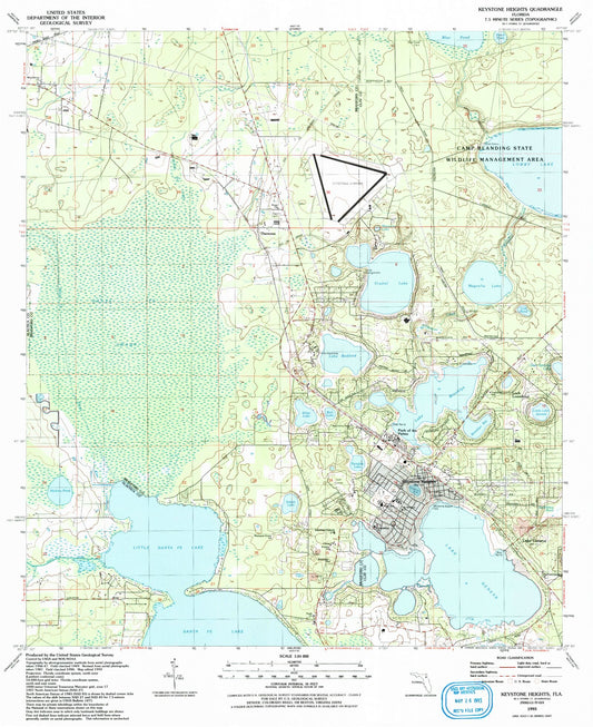 Classic USGS Keystone Heights Florida 7.5'x7.5' Topo Map Image