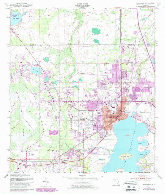 Classic USGS Kissimmee Florida 7.5'x7.5' Topo Map Image