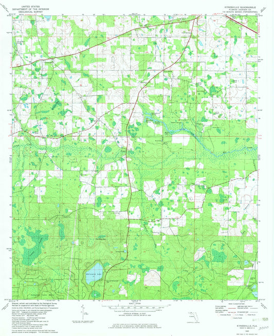 Classic USGS Kynesville Florida 7.5'x7.5' Topo Map Image