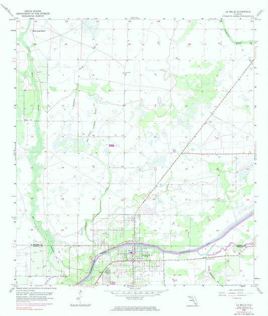 Classic USGS La Belle Florida 7.5'x7.5' Topo Map Image
