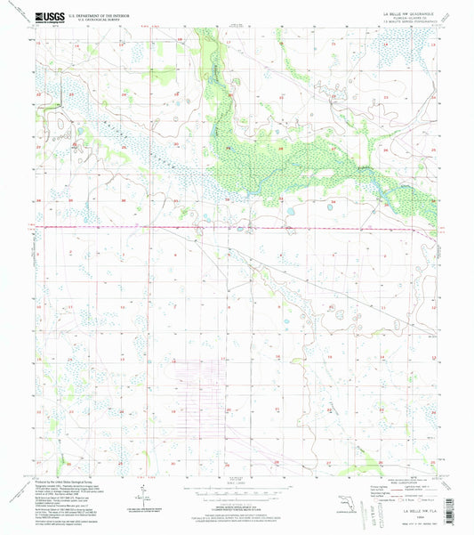Classic USGS La Belle NW Florida 7.5'x7.5' Topo Map Image
