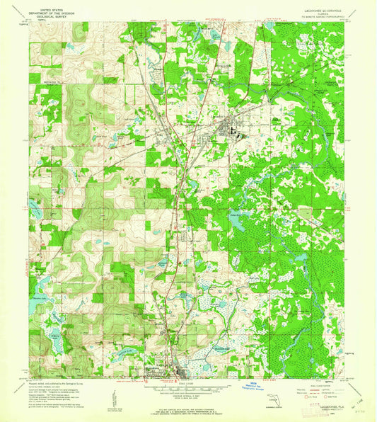 Classic USGS Lacoochee Florida 7.5'x7.5' Topo Map Image