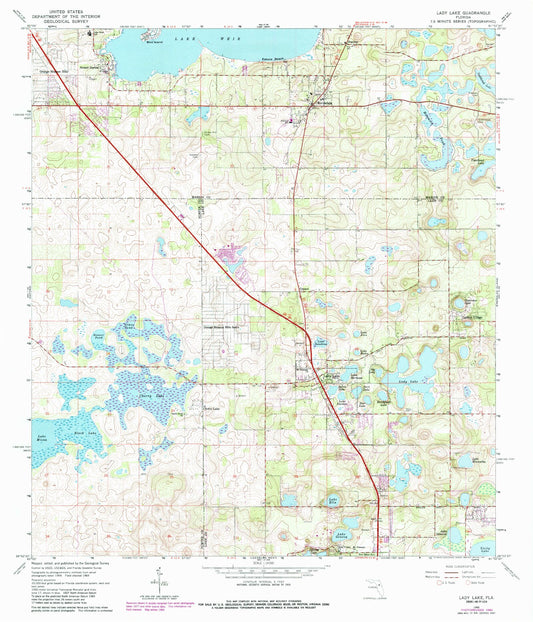 Classic USGS Lady Lake Florida 7.5'x7.5' Topo Map Image