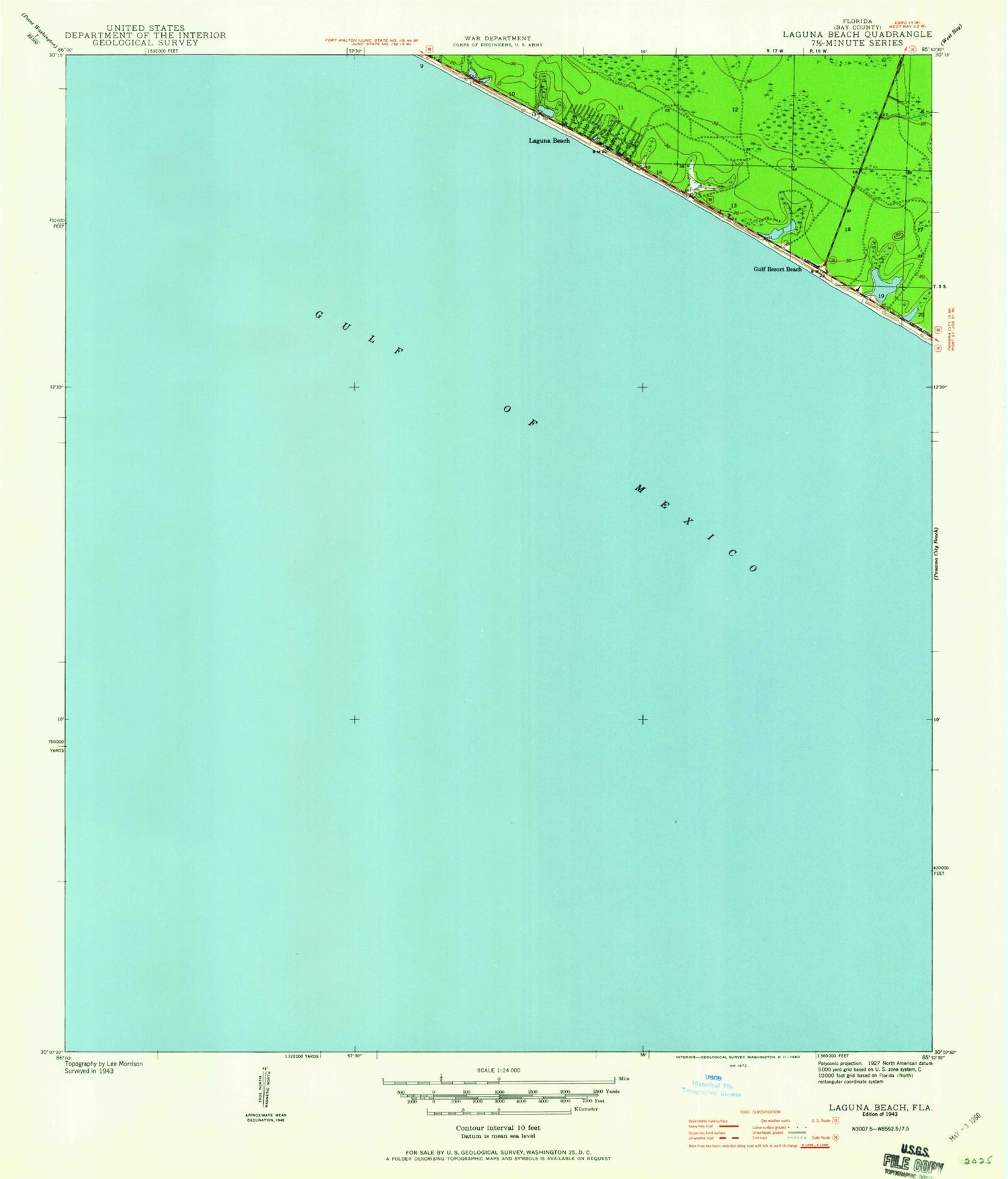 Classic USGS Laguna Beach Florida 7.5'x7.5' Topo Map Image