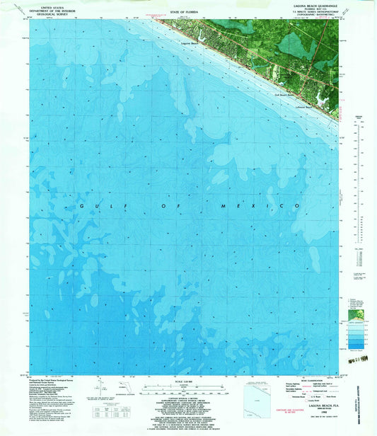 Classic USGS Laguna Beach Florida 7.5'x7.5' Topo Map Image