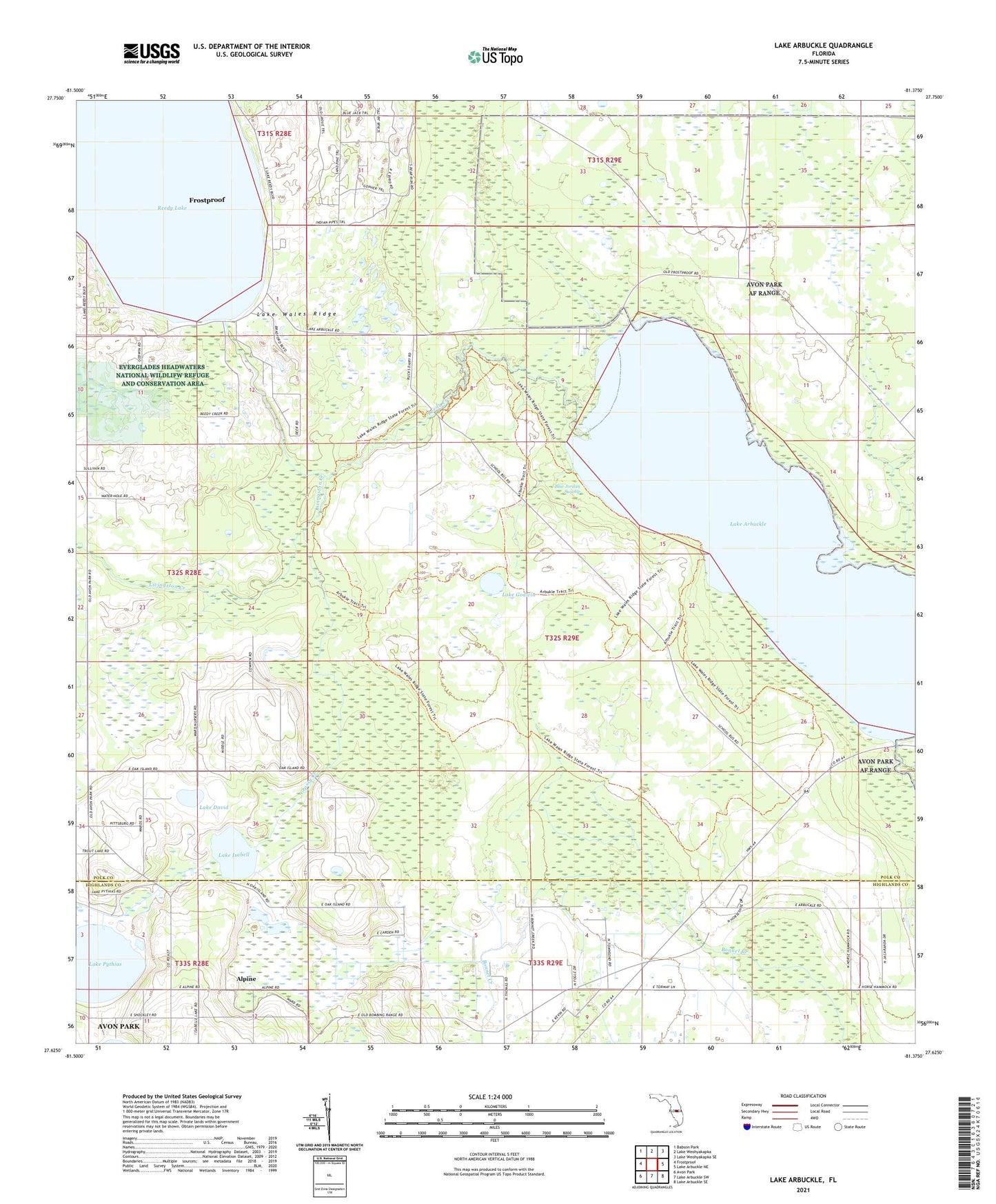 Lake Arbuckle Florida US Topo Map Image