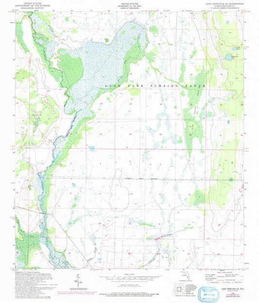 Classic USGS Lake Arbuckle SE Florida 7.5'x7.5' Topo Map Image