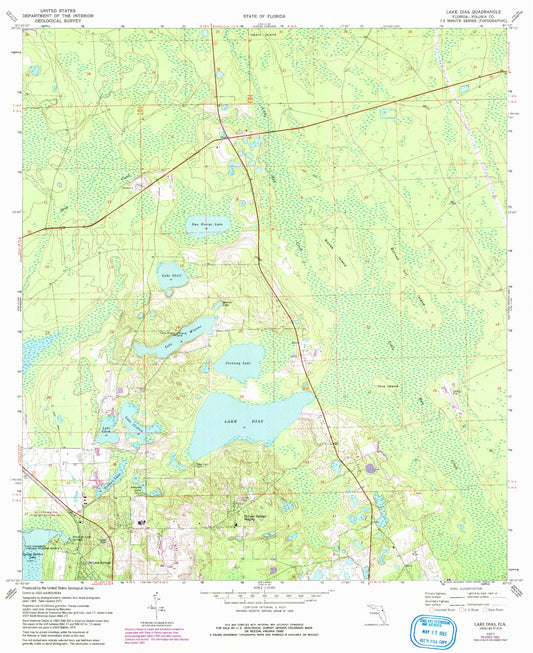 Classic USGS Lake Dias Florida 7.5'x7.5' Topo Map Image