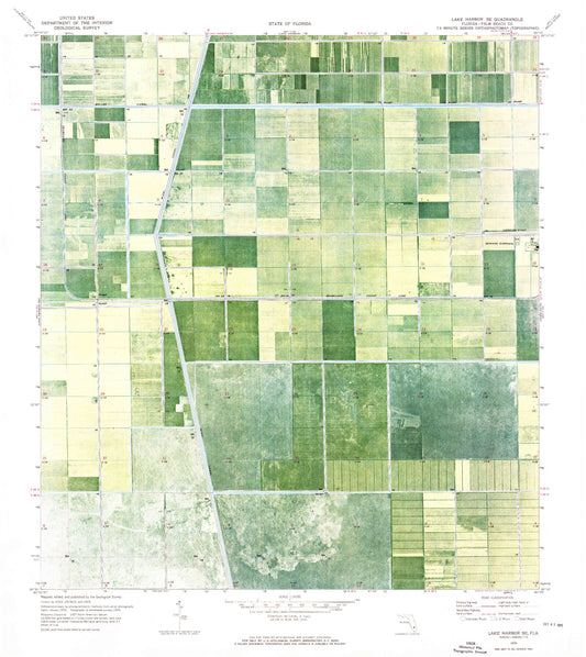 Classic USGS Lake Harbor SE Florida 7.5'x7.5' Topo Map Image