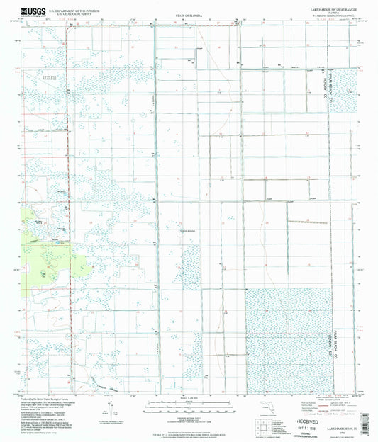 Classic USGS Lake Harbor SW Florida 7.5'x7.5' Topo Map Image