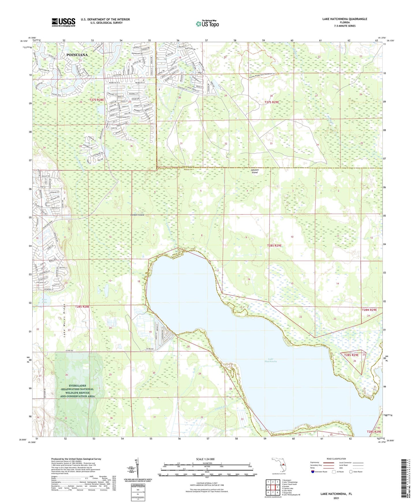 Lake Hatchineha Florida US Topo Map Image