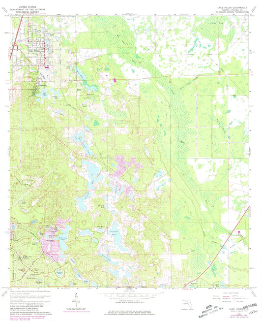 Classic USGS Lake Helen Florida 7.5'x7.5' Topo Map Image