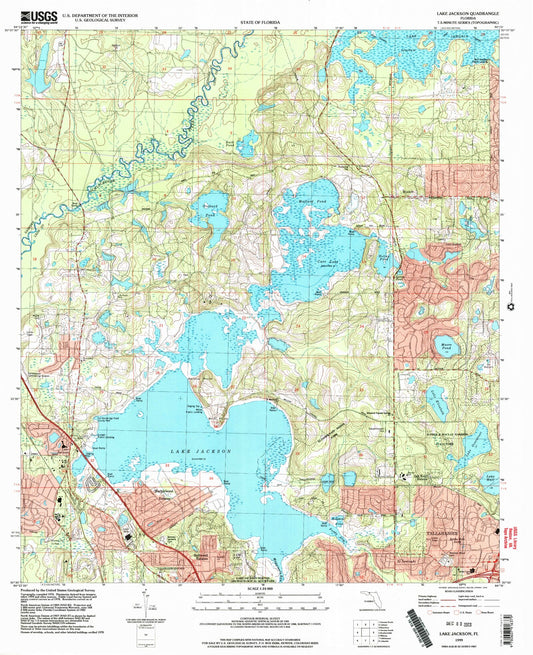Classic USGS Lake Jackson Florida 7.5'x7.5' Topo Map Image
