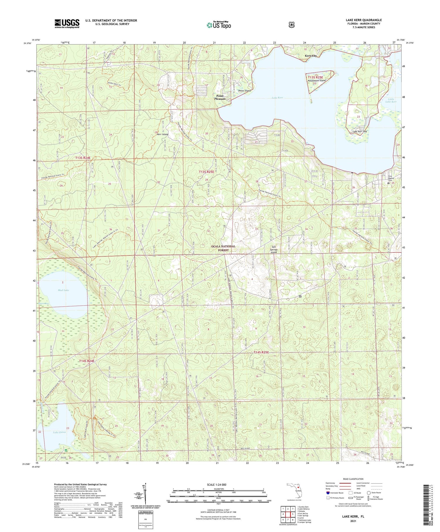 Lake Kerr Florida US Topo Map Image