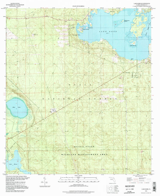 Classic USGS Lake Kerr Florida 7.5'x7.5' Topo Map Image