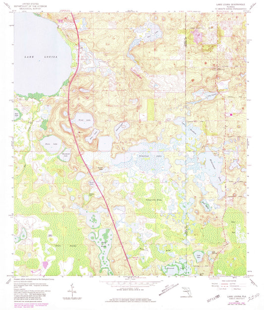 Classic USGS Lake Louisa Florida 7.5'x7.5' Topo Map Image