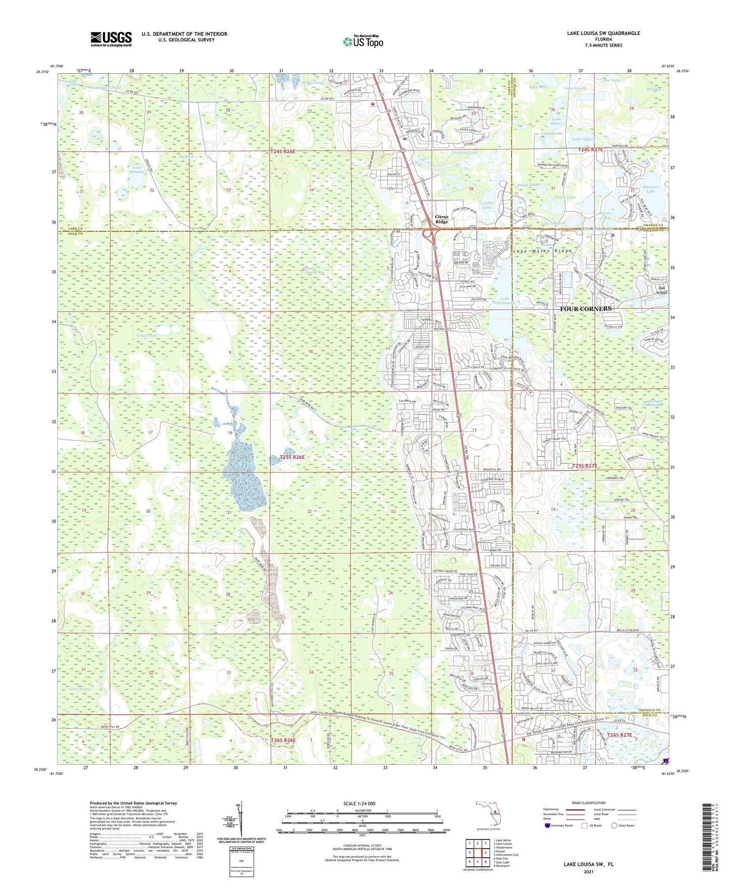 Lake Louisa SW Florida US Topo Map Image