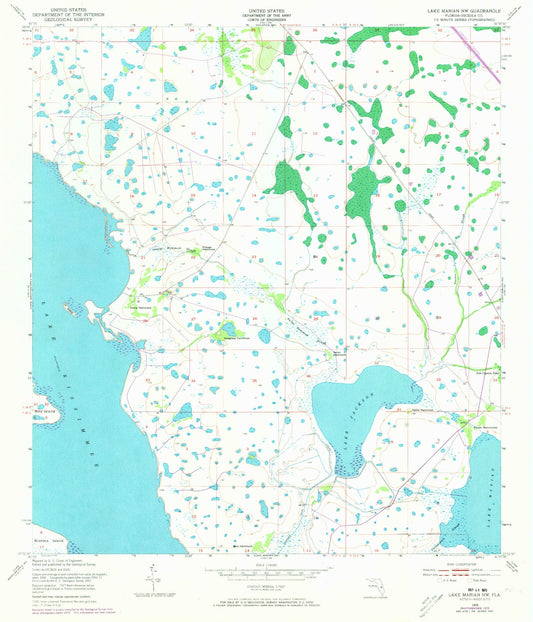 Classic USGS Lake Marian NW Florida 7.5'x7.5' Topo Map Image