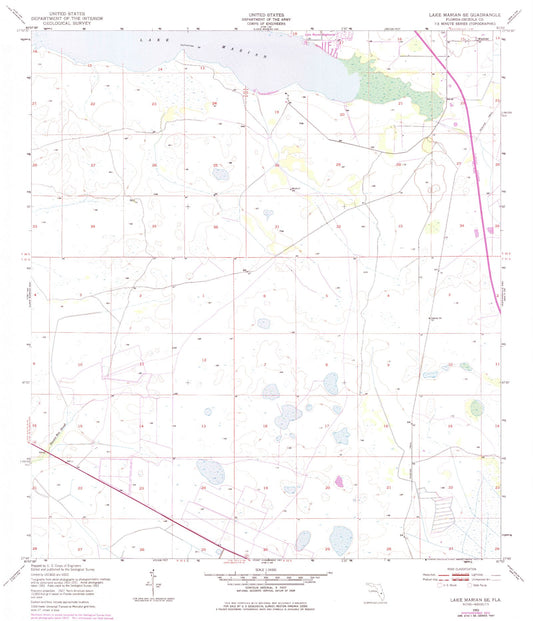 Classic USGS Lake Marian SE Florida 7.5'x7.5' Topo Map Image