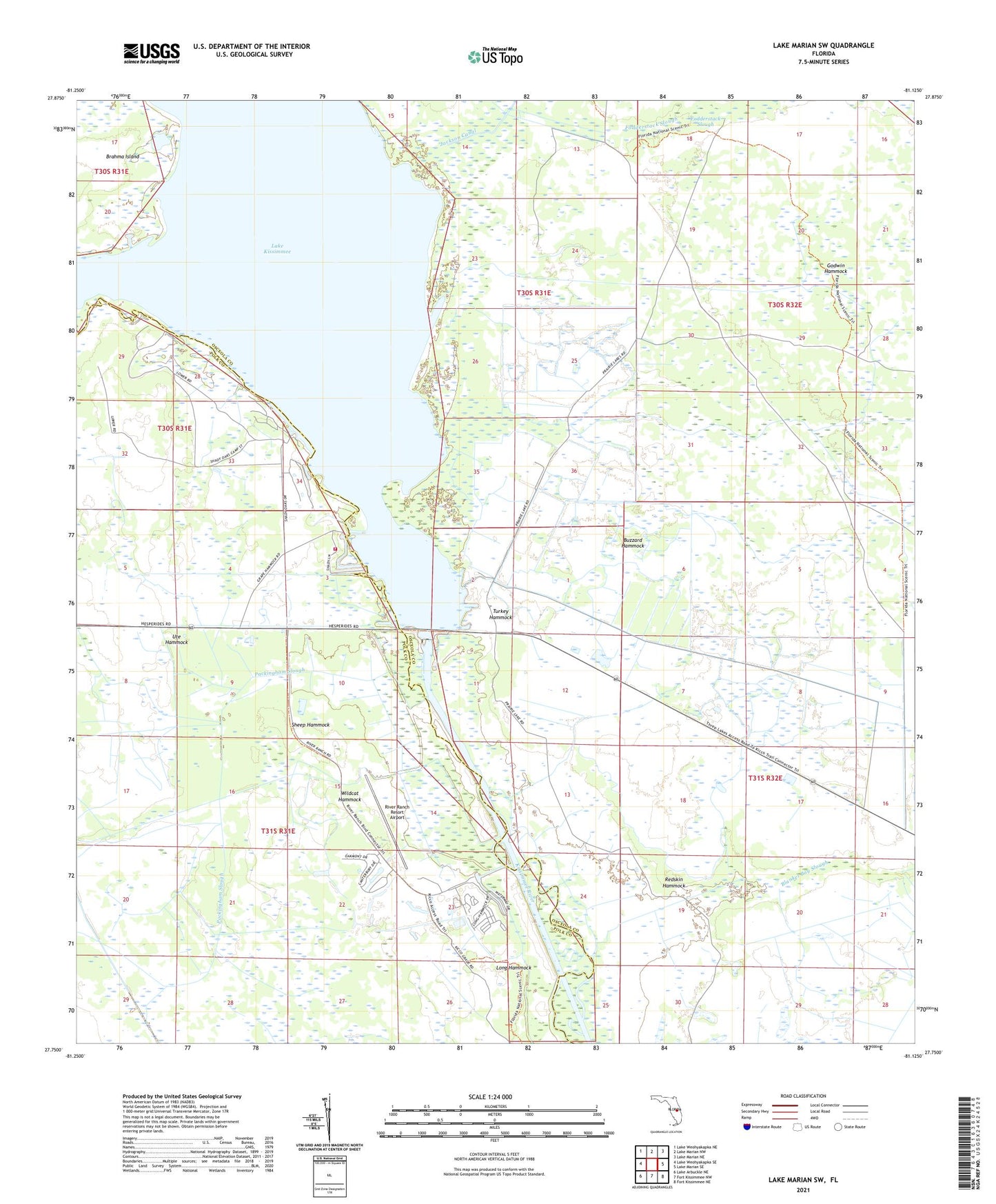 Lake Marian SW Florida US Topo Map Image