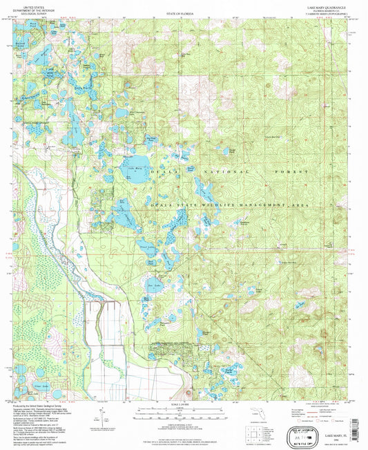 Classic USGS Lake Mary Florida 7.5'x7.5' Topo Map Image