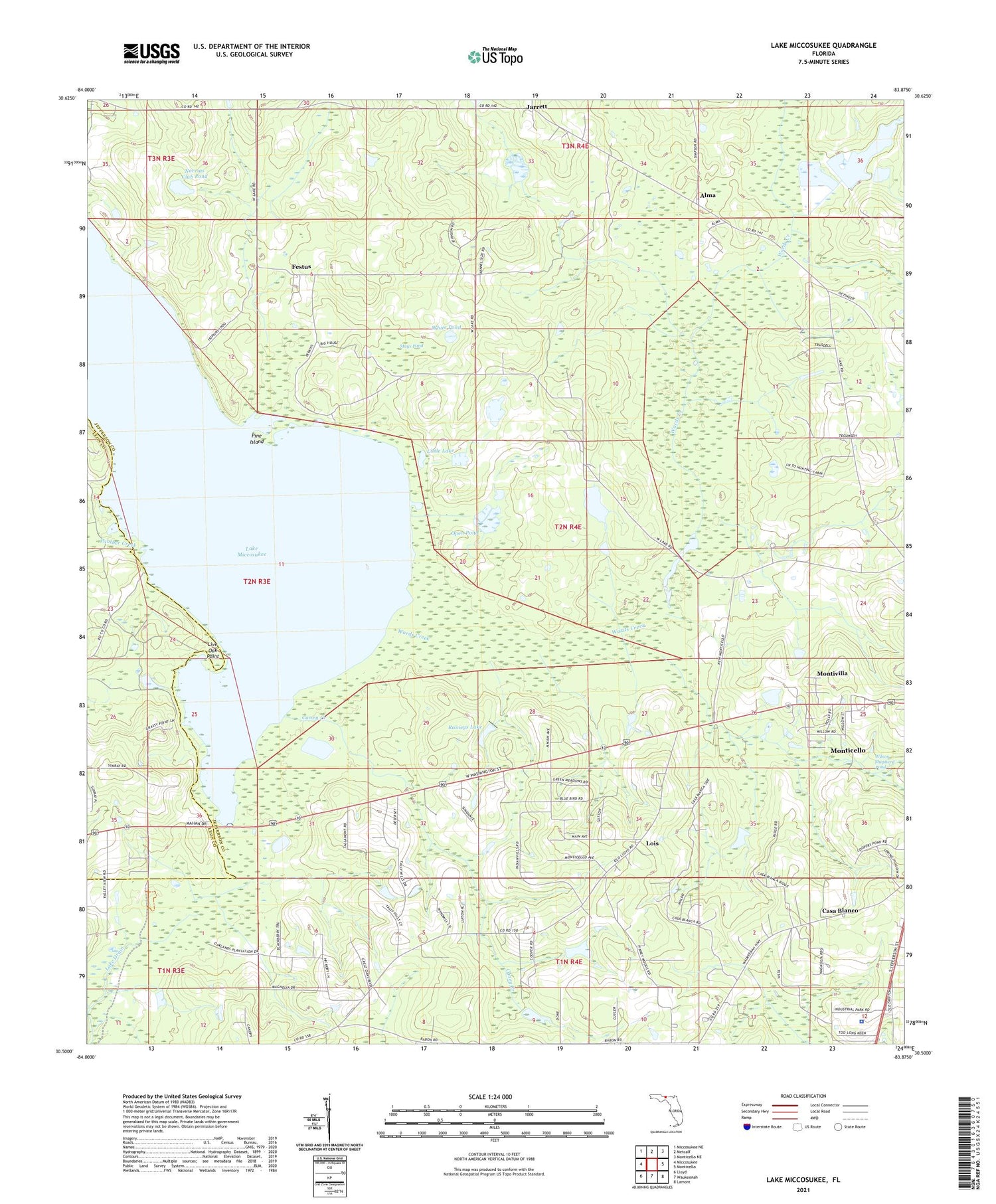 Lake Miccosukee Florida US Topo Map Image