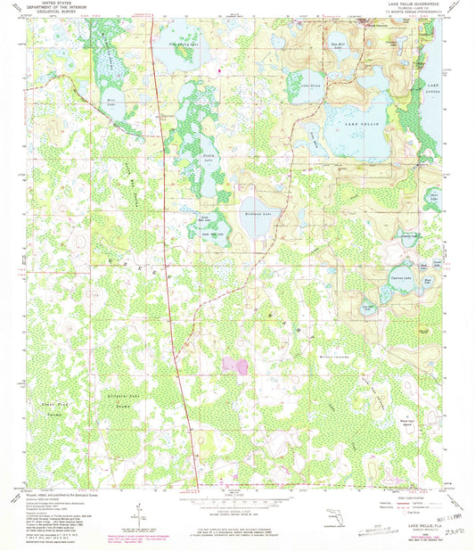 Classic USGS Lake Nellie Florida 7.5'x7.5' Topo Map Image