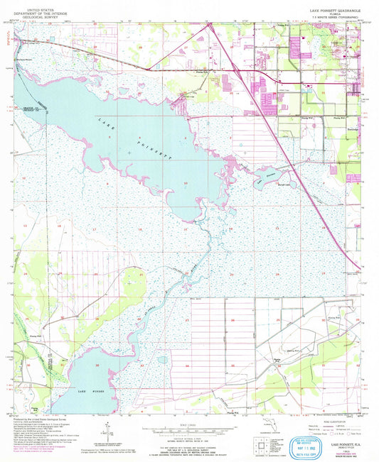 Classic USGS Lake Poinsett Florida 7.5'x7.5' Topo Map Image