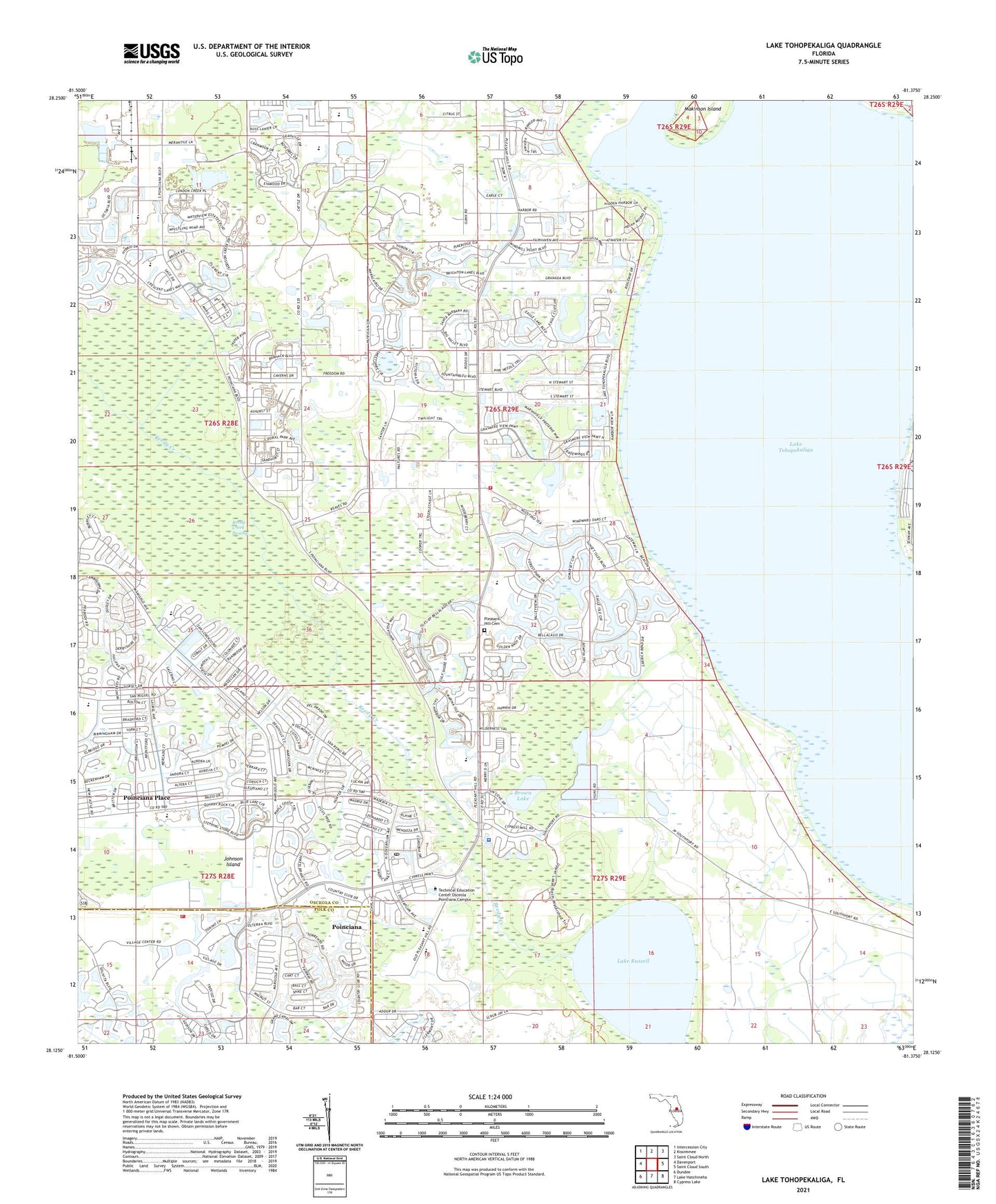 Lake Tohopekaliga Florida US Topo Map Image