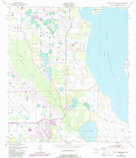 Classic USGS Lake Tohopekaliga Florida 7.5'x7.5' Topo Map Image
